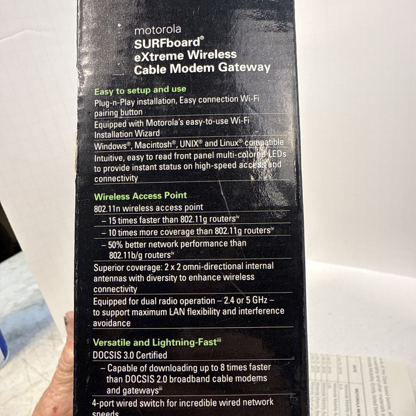 Motorola SURFboard eXtreme Wireless Cable Modem Gateway SBG6580