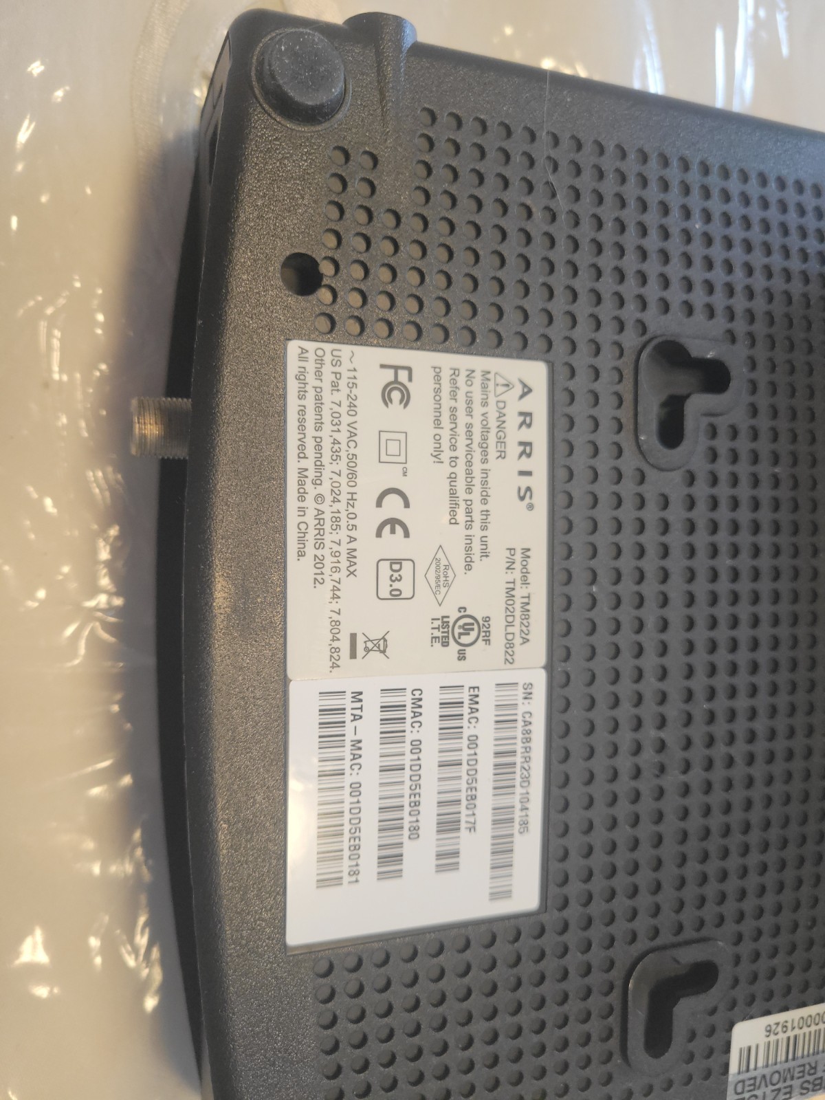 Arris TM822A Cable Modem Docsis 3.0 Telephony Modem 🆕