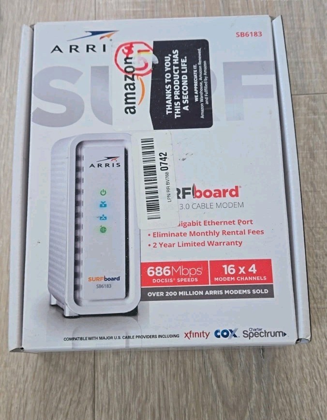Arris Surfboard SB6183 Cable Modem 686 mbps 16×4 Docsis 3.0 New open box