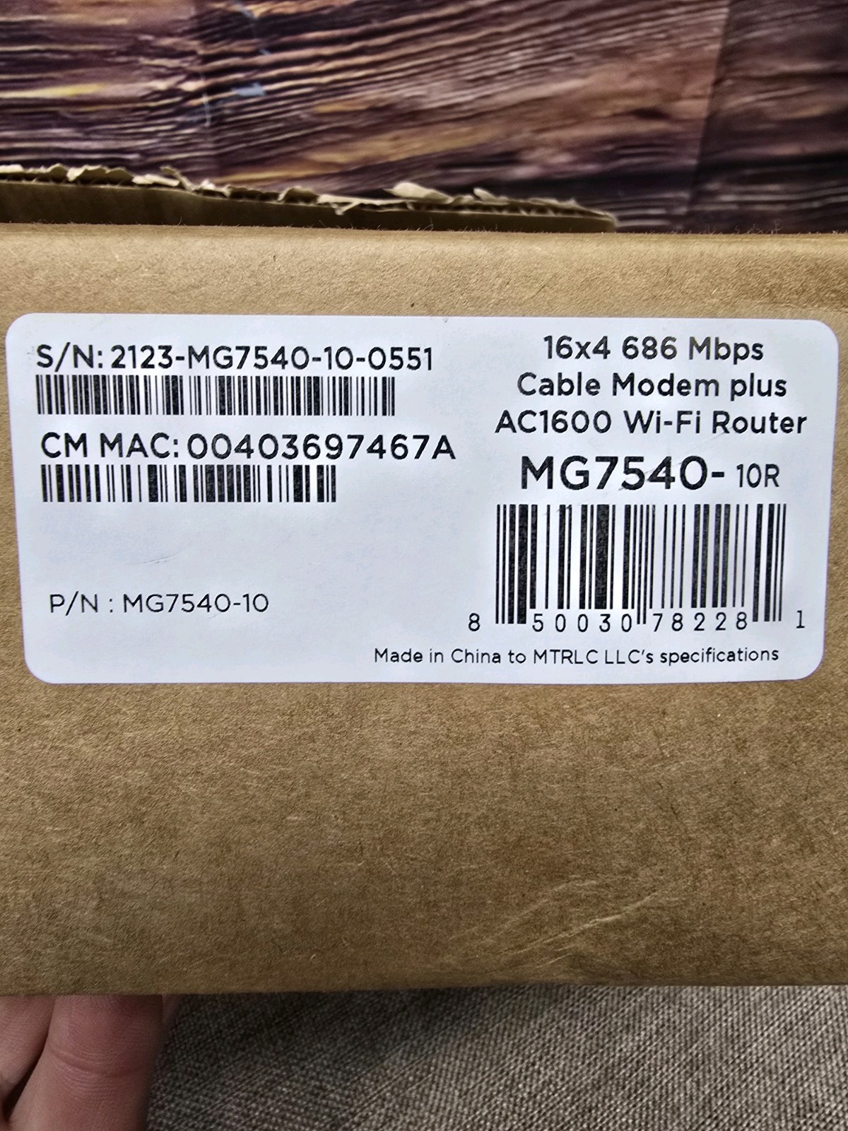 Motorola MG7540-10R (Refurbished) 16×4 686Mbps Cable Modem + AC1600 DOCSIS 3.0