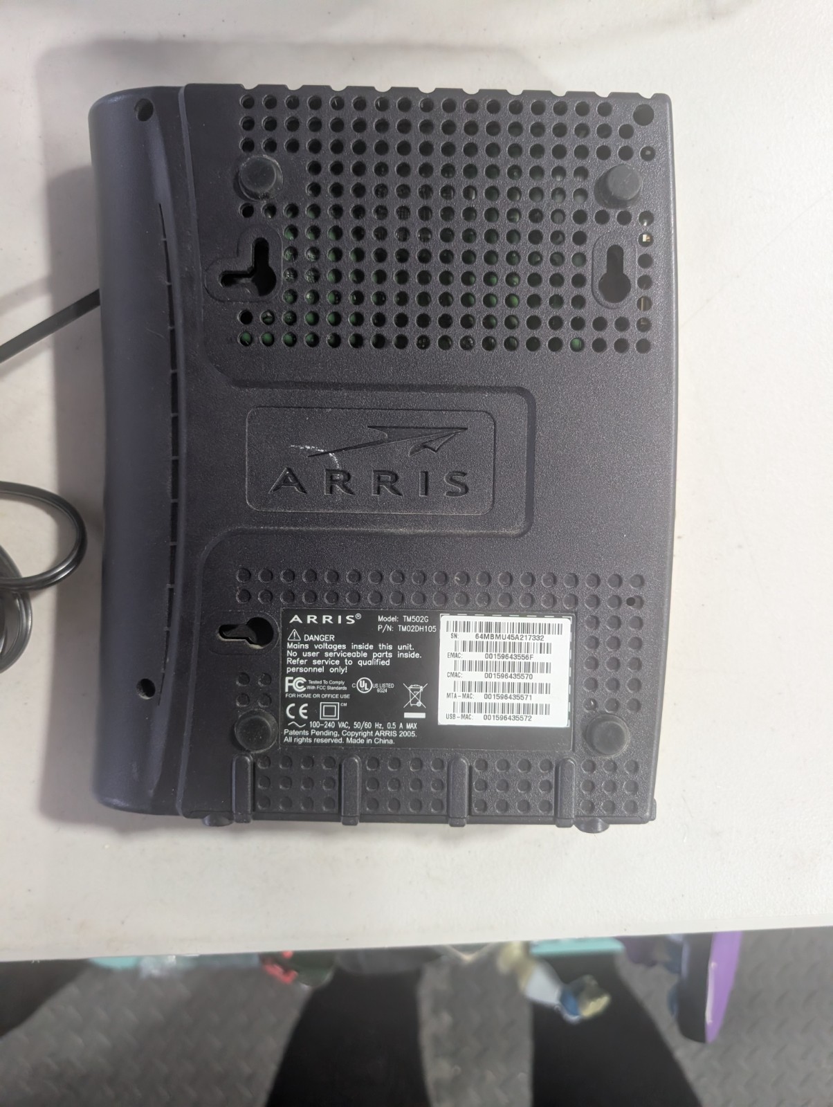 Arris Touchstone Telephony Modem Model No.TM502G