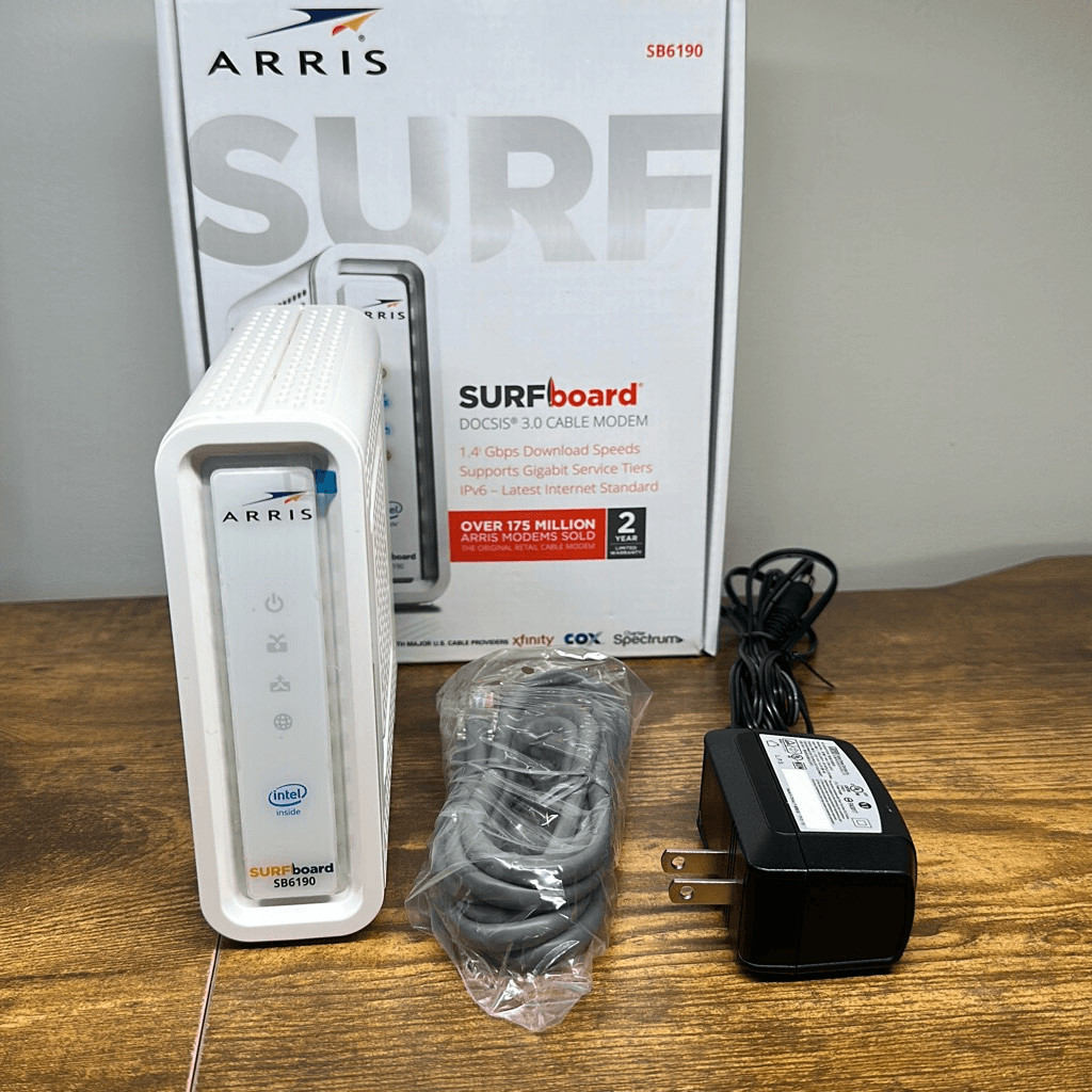 ARRIS SURFboard White SB6190 DOCSIS 3.0 Cable Modem 1.4gbps 32×8 Modem Channels