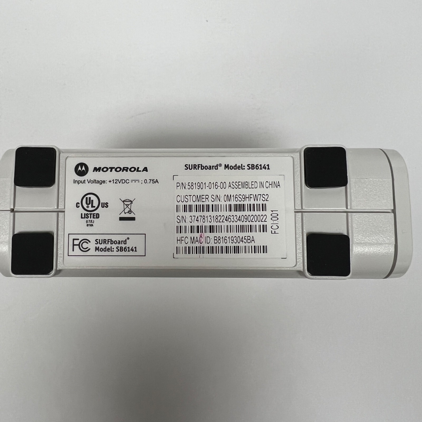 Motorola Arris Surfboard Modem SB6141 White DOCSIS 3.0 400 Series 581902-022-00