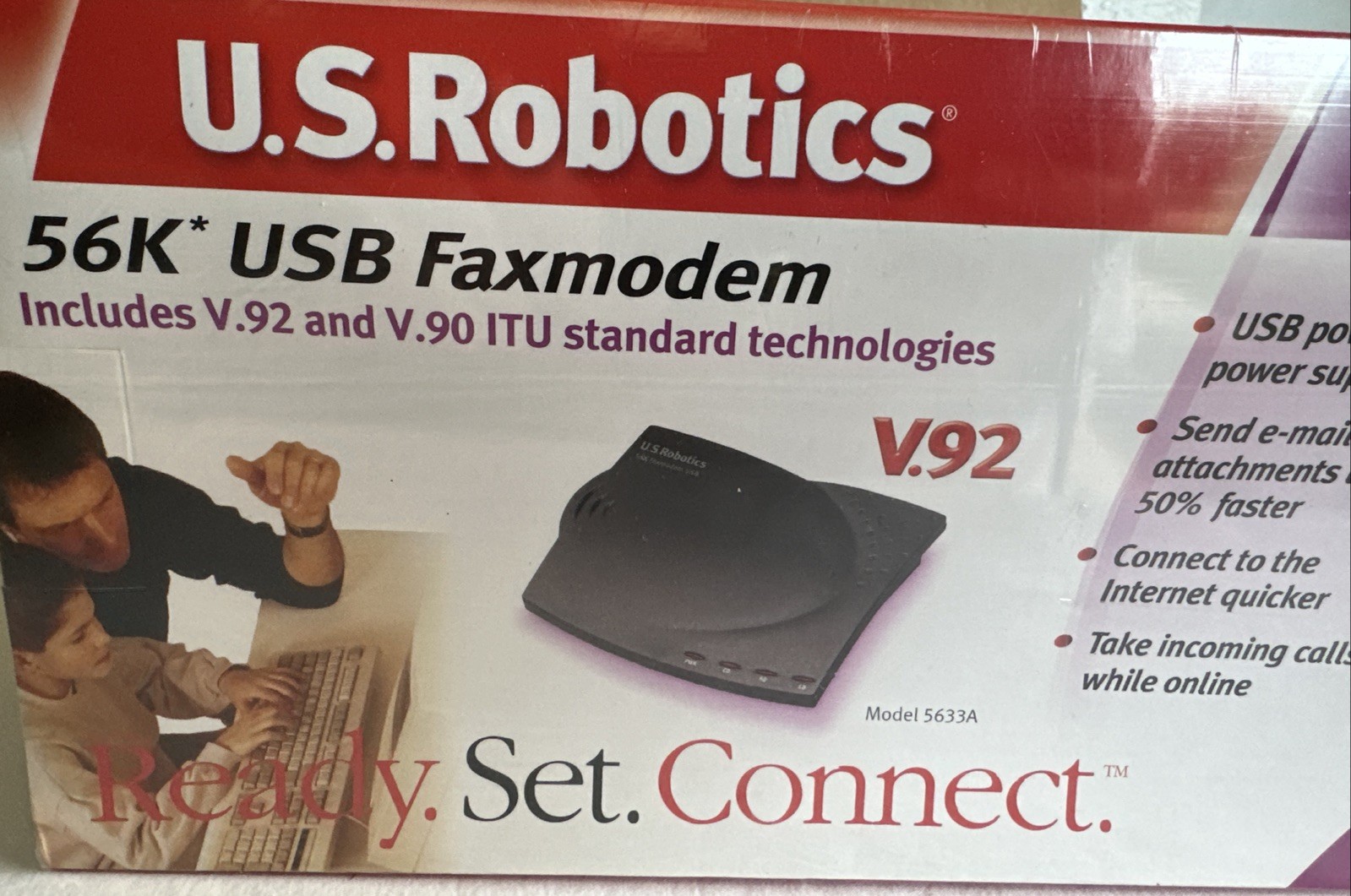 U.S. Robotics 56K Fax Modem USB V.92 V.90 56K ITU USR5633A – New Sealed