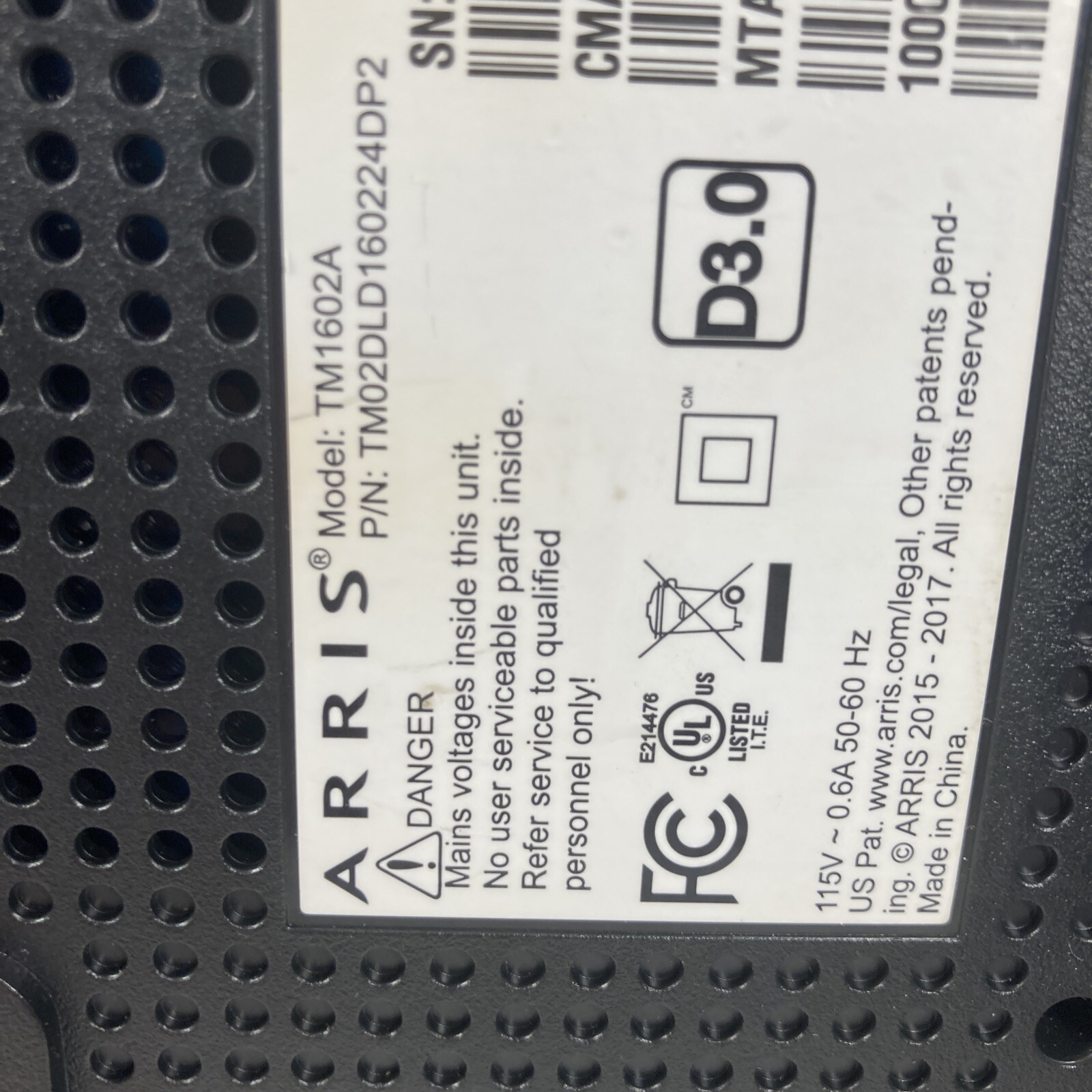 Arris Touchstone TM1602A Telephony Cable Modem16x4 Docsis 3.0 – Modem v
