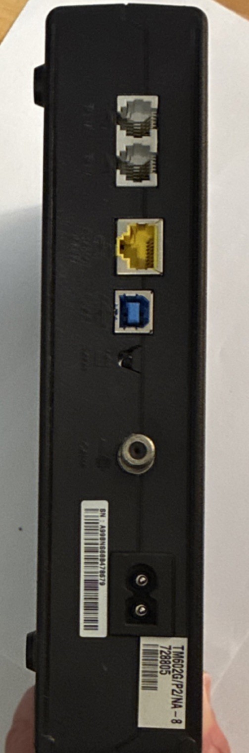 ARRIS TM602G/115 Cable Modem Black Ethernet USB Telephone Jack