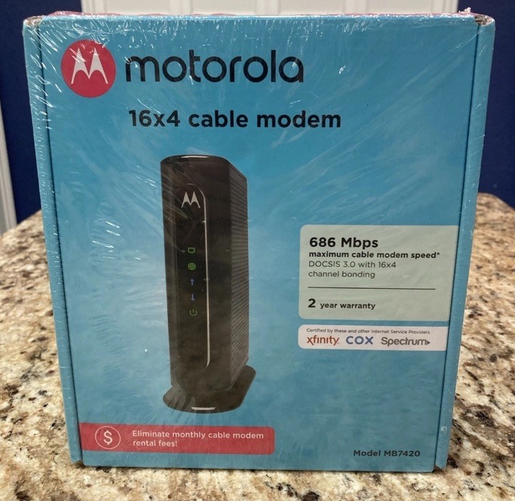 Motorola MB7420 Cable Modem 16×4 New-Sealed NIP 686 MBPS And DOCSIS 3.0 (New)