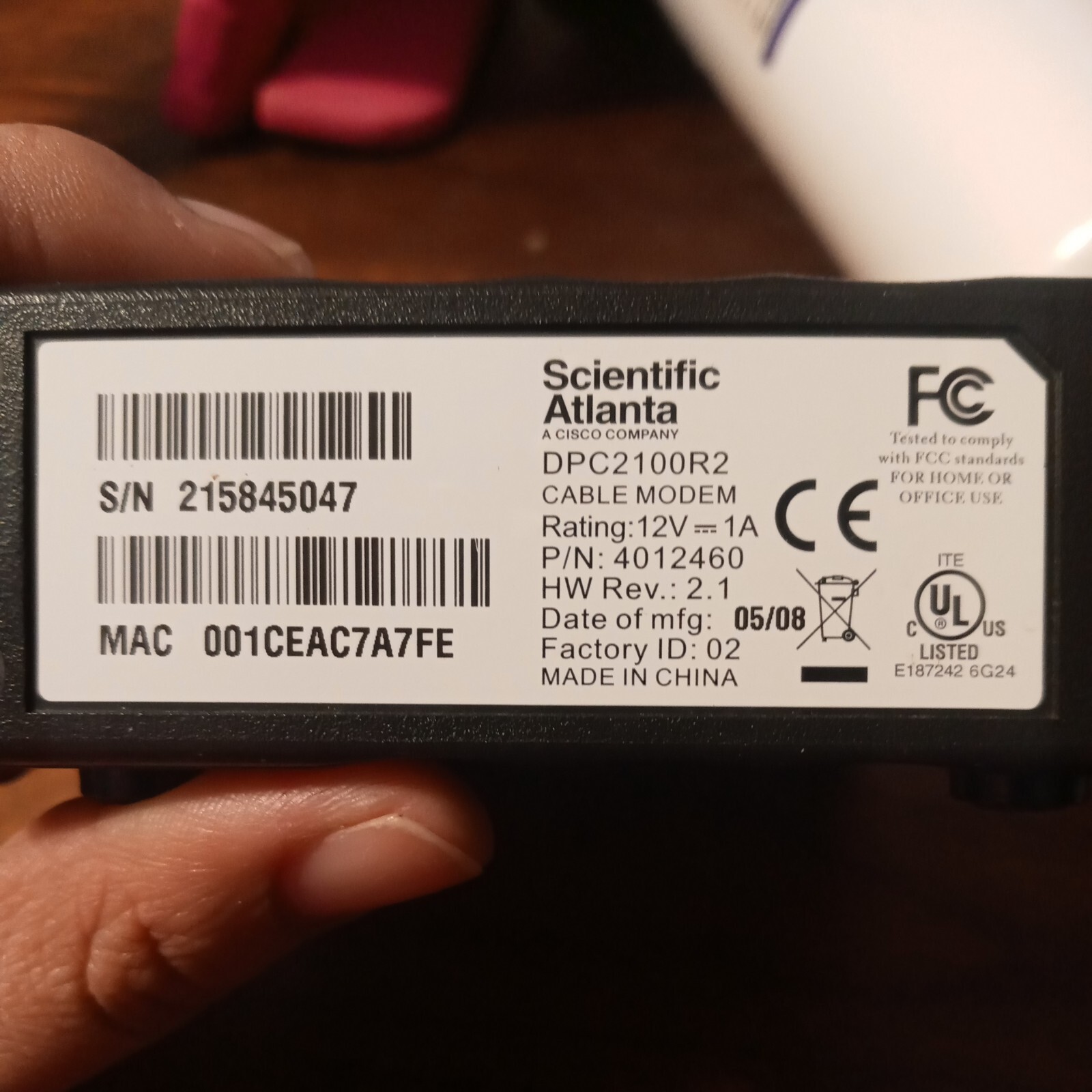 Scientific Atlanta High Speed Internet Cable Modem DPC2100R2