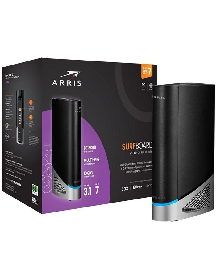 ARRIS SURFboard G54 DOCSIS 3.1 Wi-Fi 7 Cable Modem – Black