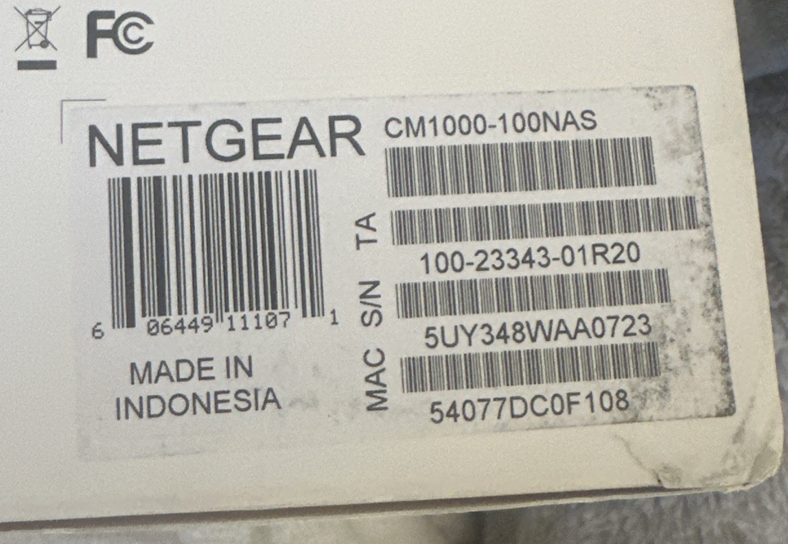 NETGEAR CM1000 DOCSIS 3.1 Cable Modem 1Gbps Ethernet Xfinity Spectrum COX