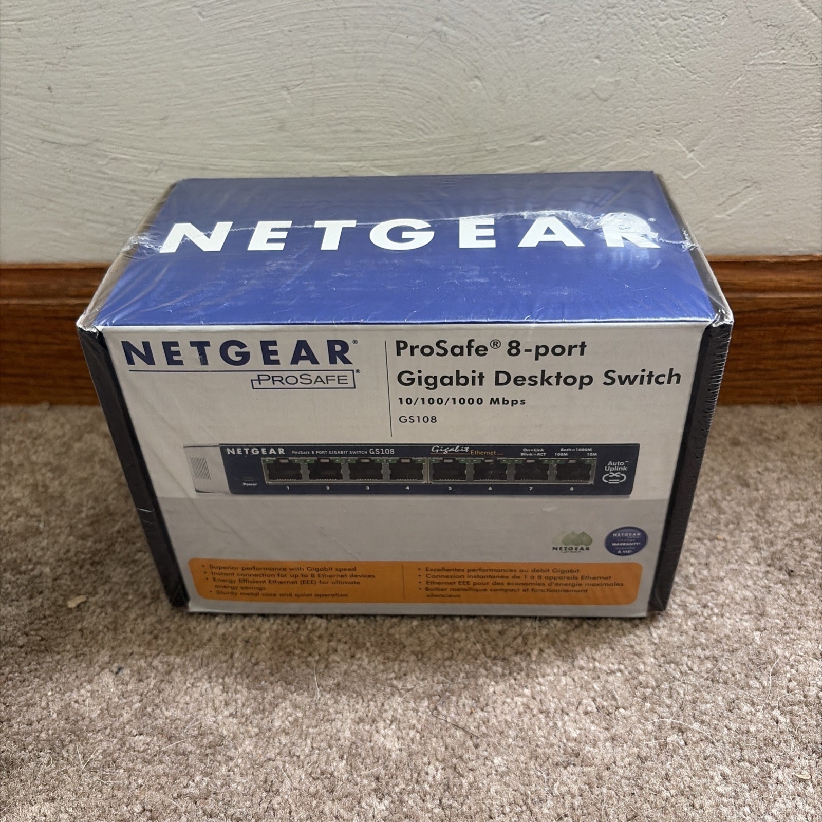 Netgear Prosafe 8 Port Gigabit Switch GS108 10/100/1000 Mbps