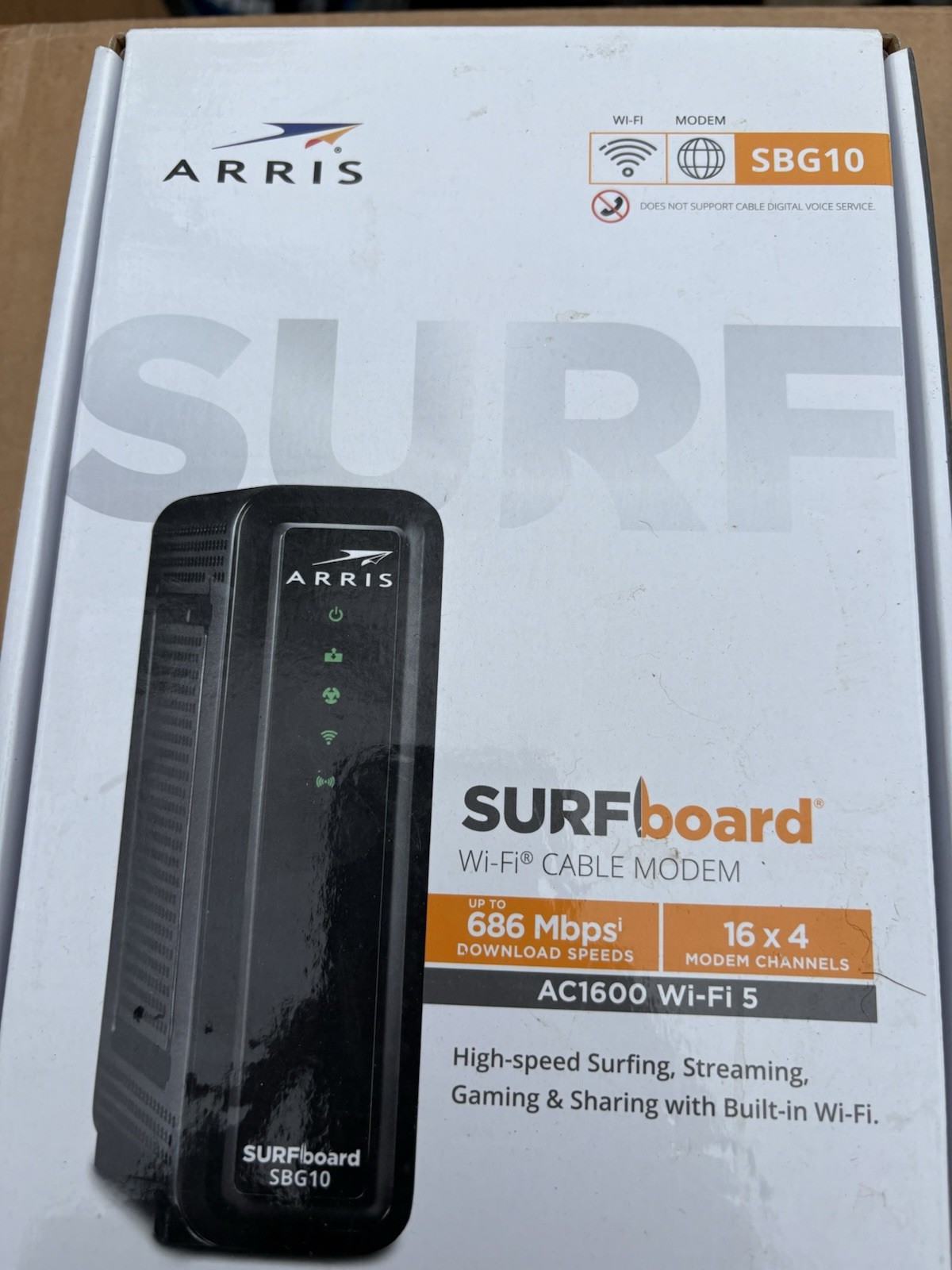 ARRIS SURFboard SBG10 DOCSIS 3.0 Cable Modem AC1600 Dual Band Wi-Fi Router – NEW