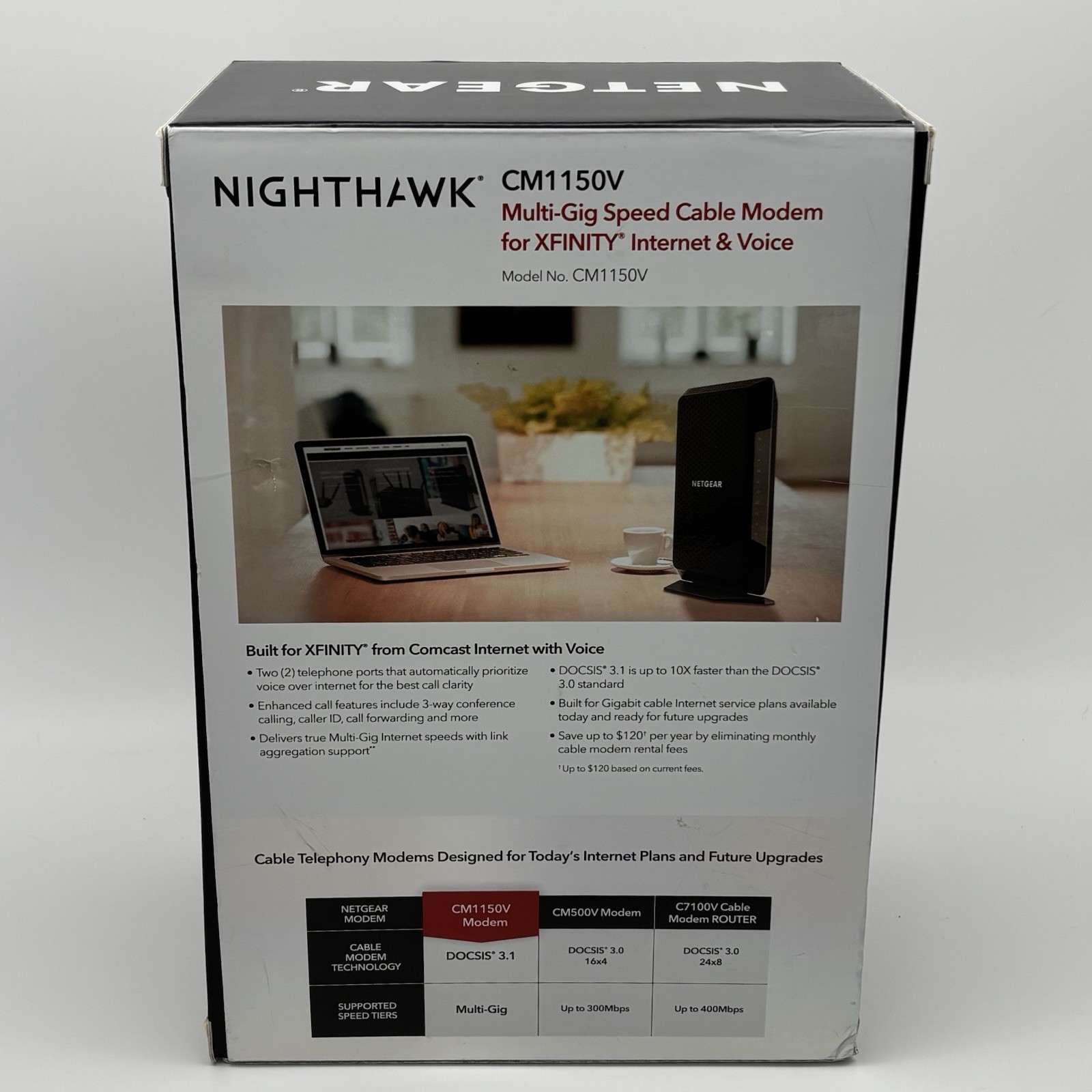 NETGEAR Nighthawk CM1150V DOCSIS 3.1 Cable Modem Xfinity Voice CM1150V Open Box