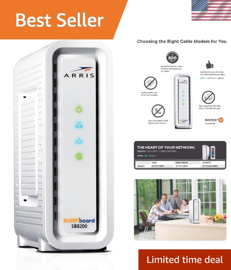 Compact SB8200-RB DOCSIS 3.1 Cable Modem – 1 Gbps for Seamless Online Experience