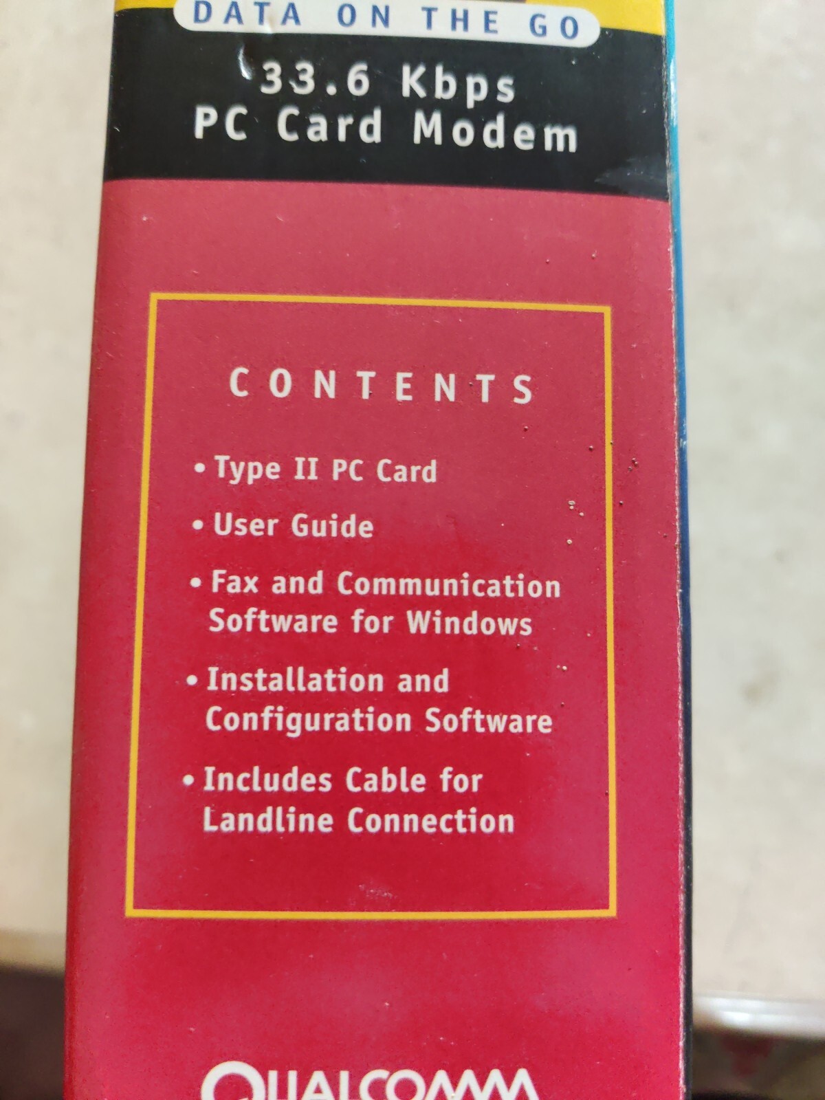 Qualcomm Data On The Go Fax/Modem PC Card 33.6 Kbps Retail Box NEW Open Box