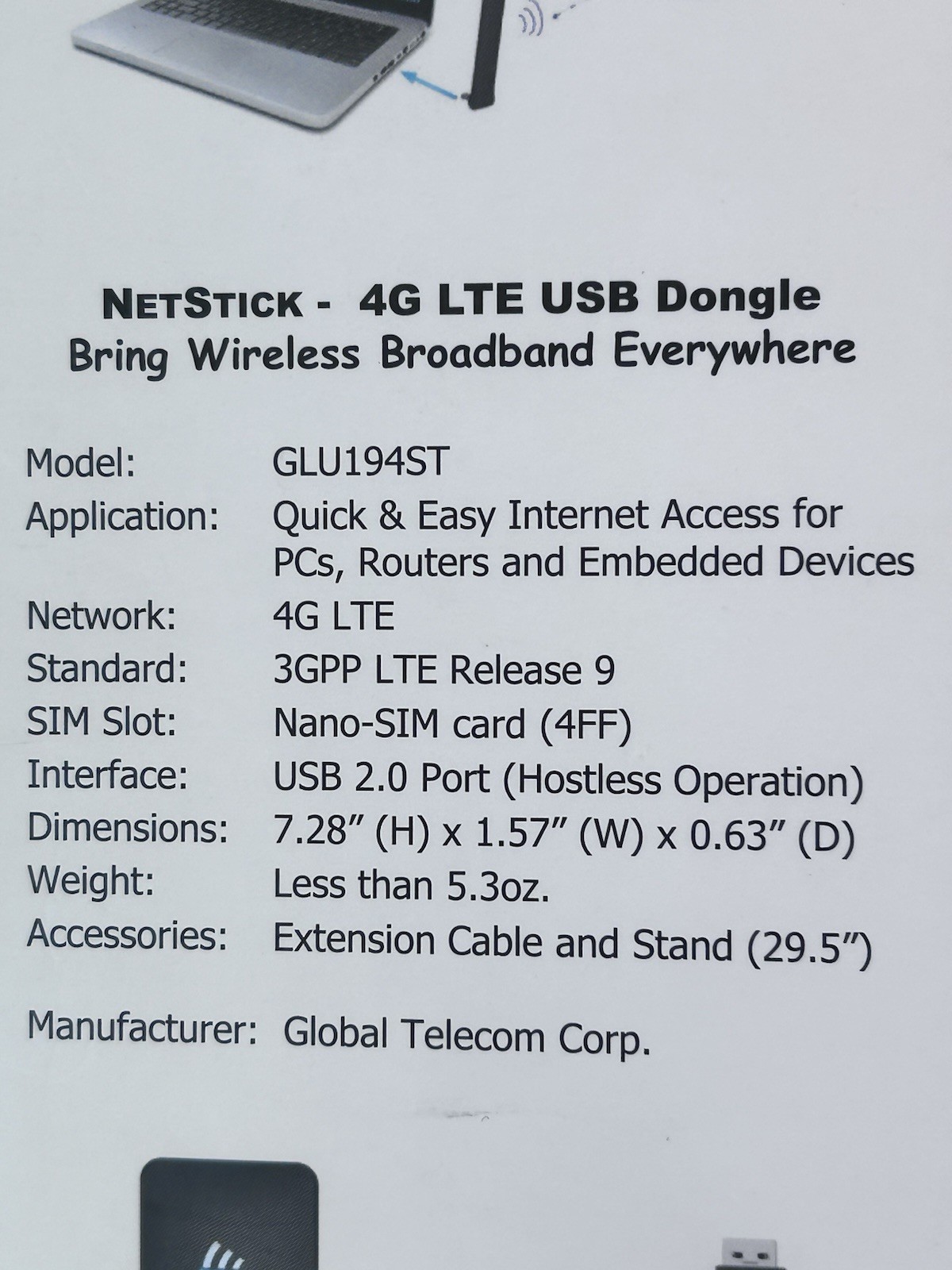 NetStick Global Telecom 4G USB Modem GLU194ST