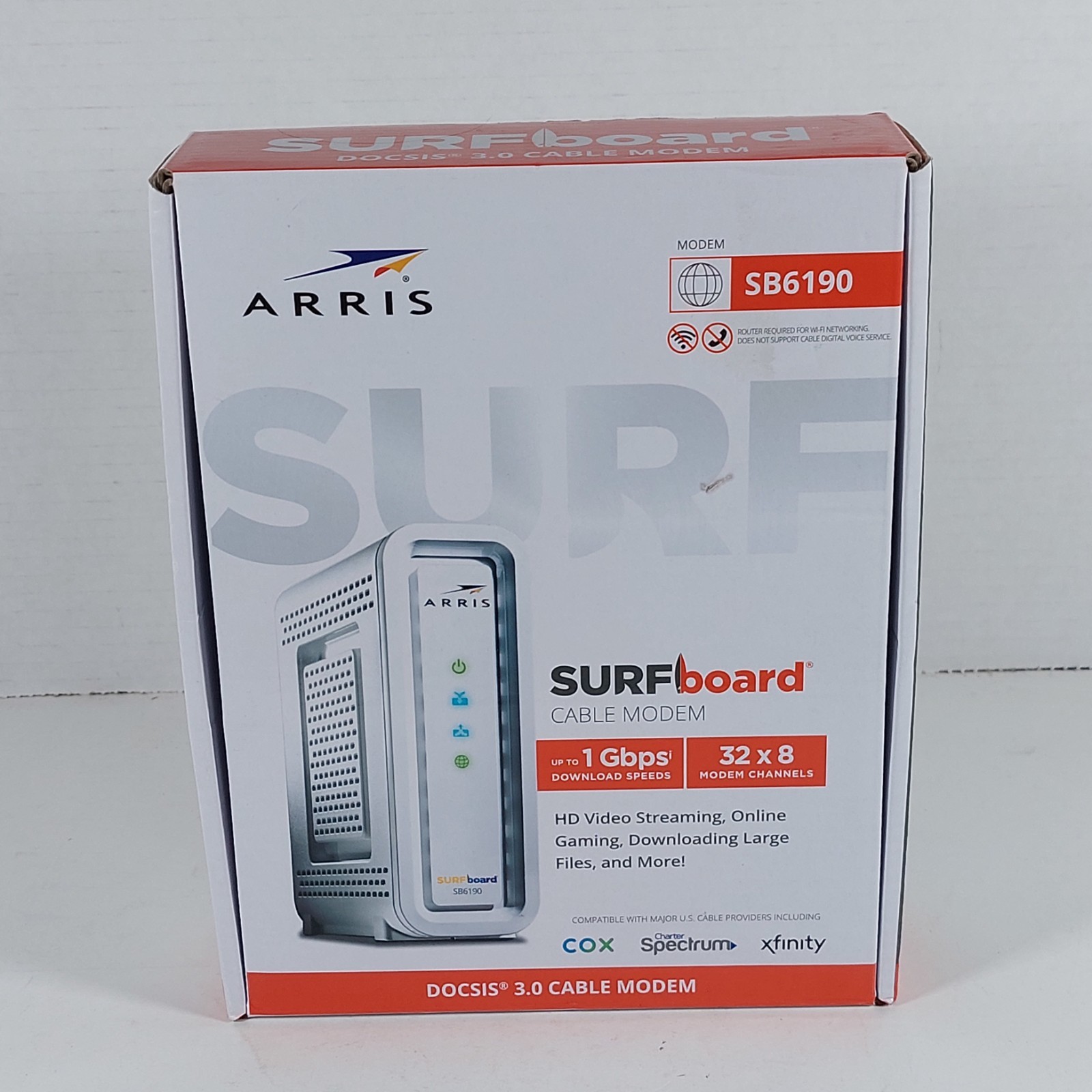 ARRIS Surfboard SB6190 DOCSIS 3.0 1.4 Gbps Cable Modem Xfinity Spectrum Cox
