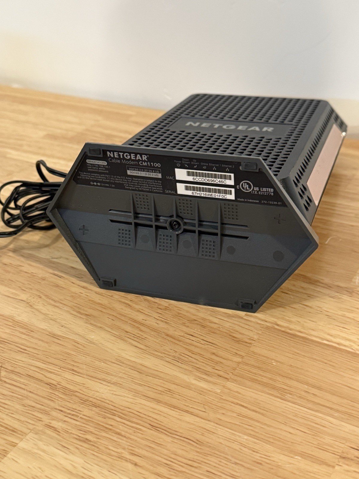 NETGEAR Nighthawk Model CM1100 Multi-Gig Speed Cable Modem DOCSIS 3.1 Tested