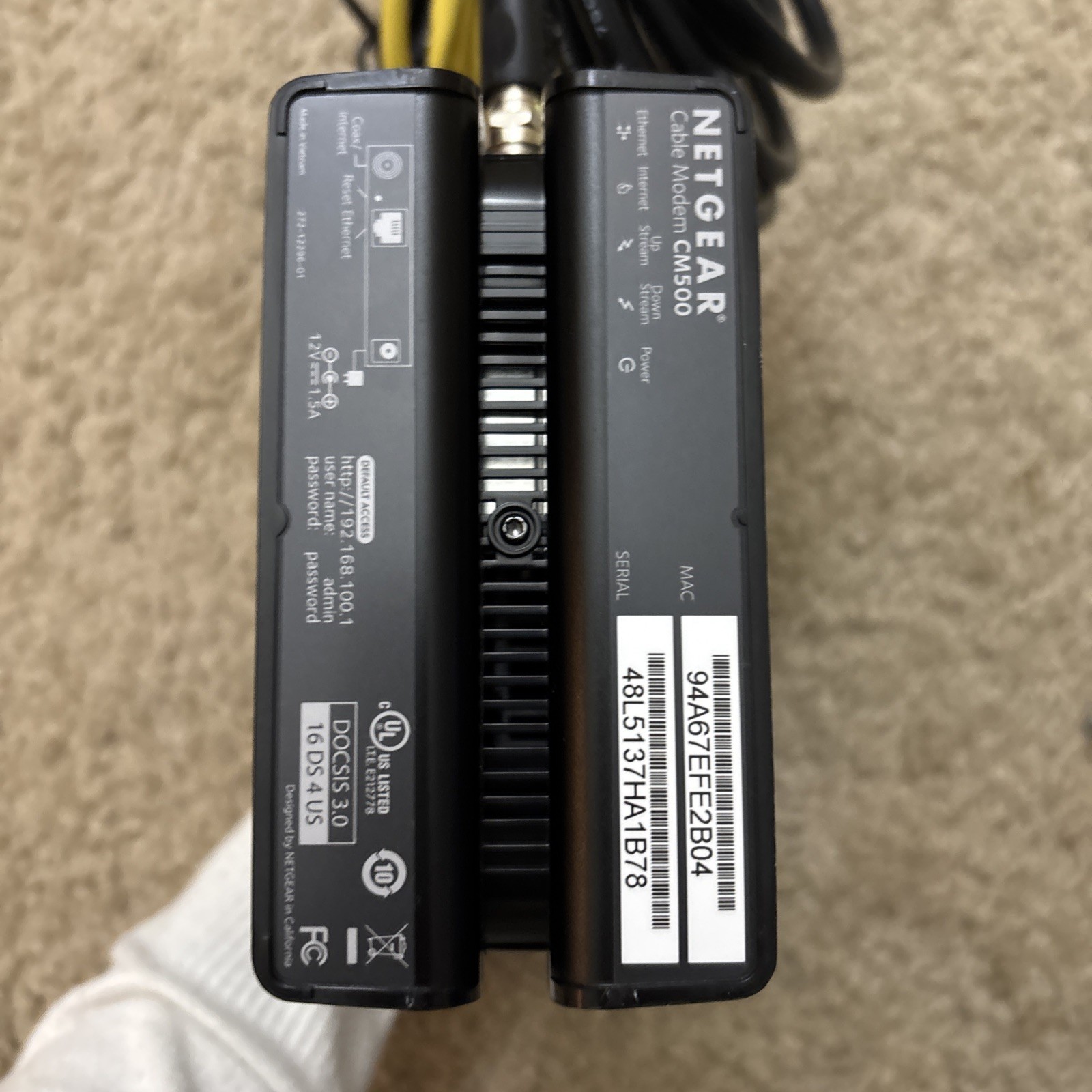 NETGEAR Cm500-1aznas 16×4 DOCSIS 3.0 Cable Modem Max Download Speeds of 686mbps