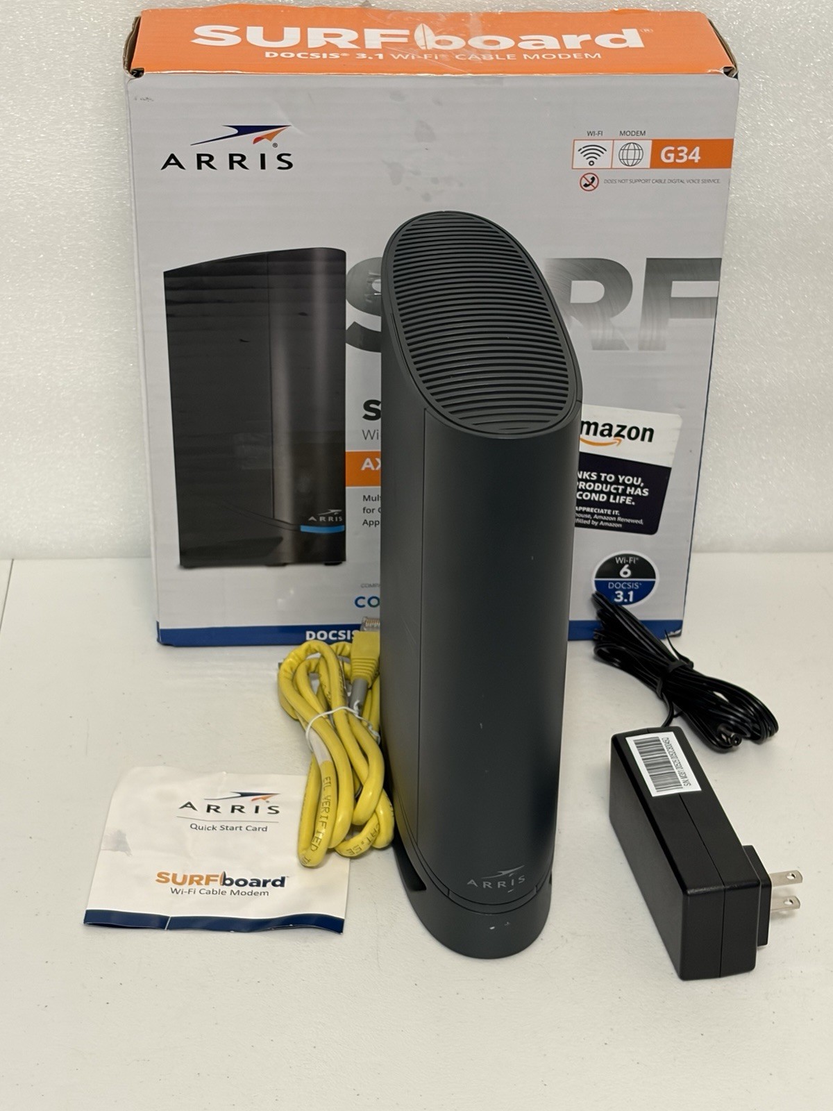 ARRIS SURFboard G34 DOCSIS 3.1 Wi-Fi 6 AX3000 Cable Modem Router w/ Box Tested