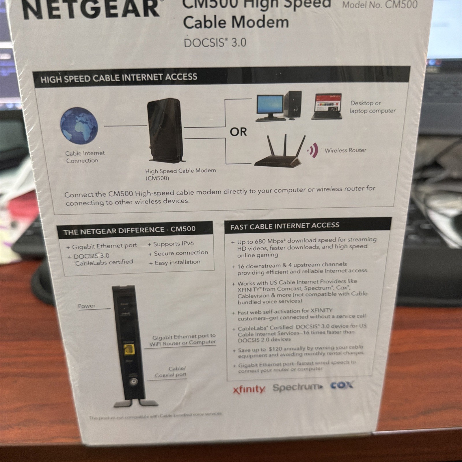 New NETGEAR CM500 16×4 DOCSIS 3.0 Cable Modem 680mbps Xfinity Spectrum Cox