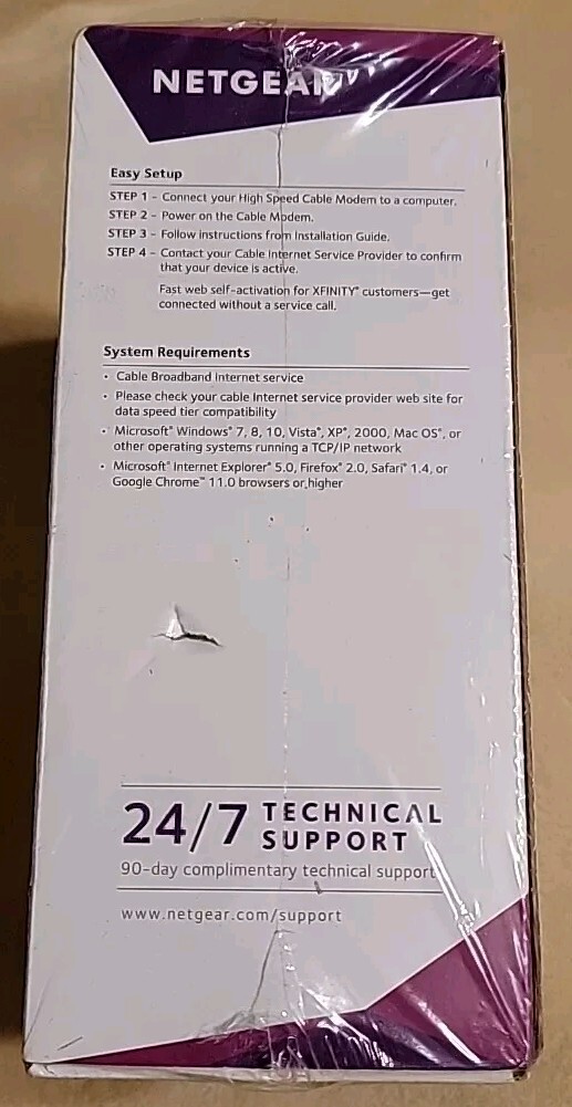 NEW NETGEAR CM500 High Speed Cable Modem (CM500100NAS) 680 Mbps – Black SEALED