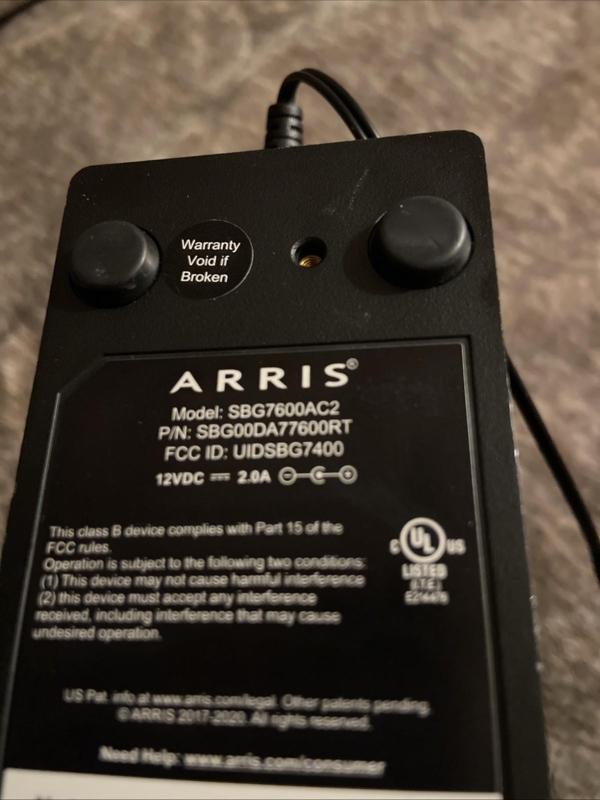 Arris SURFboard SBG7600AC2 Cable Modem /Router Preowned