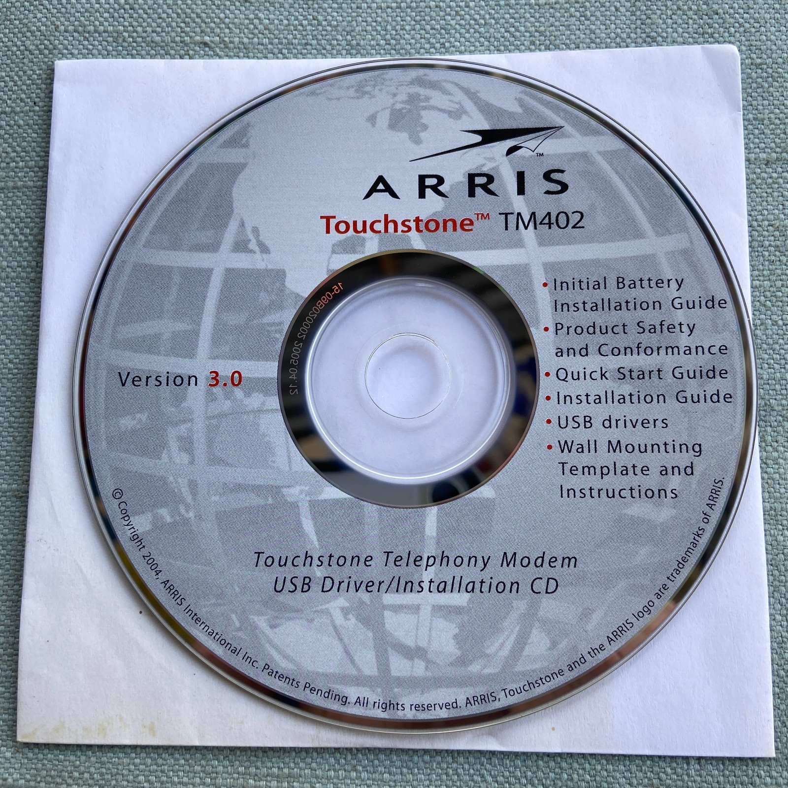 Arris Touchstone TM402 Version 3.0 Modem USB Drivers 2004 Install CD Vintage