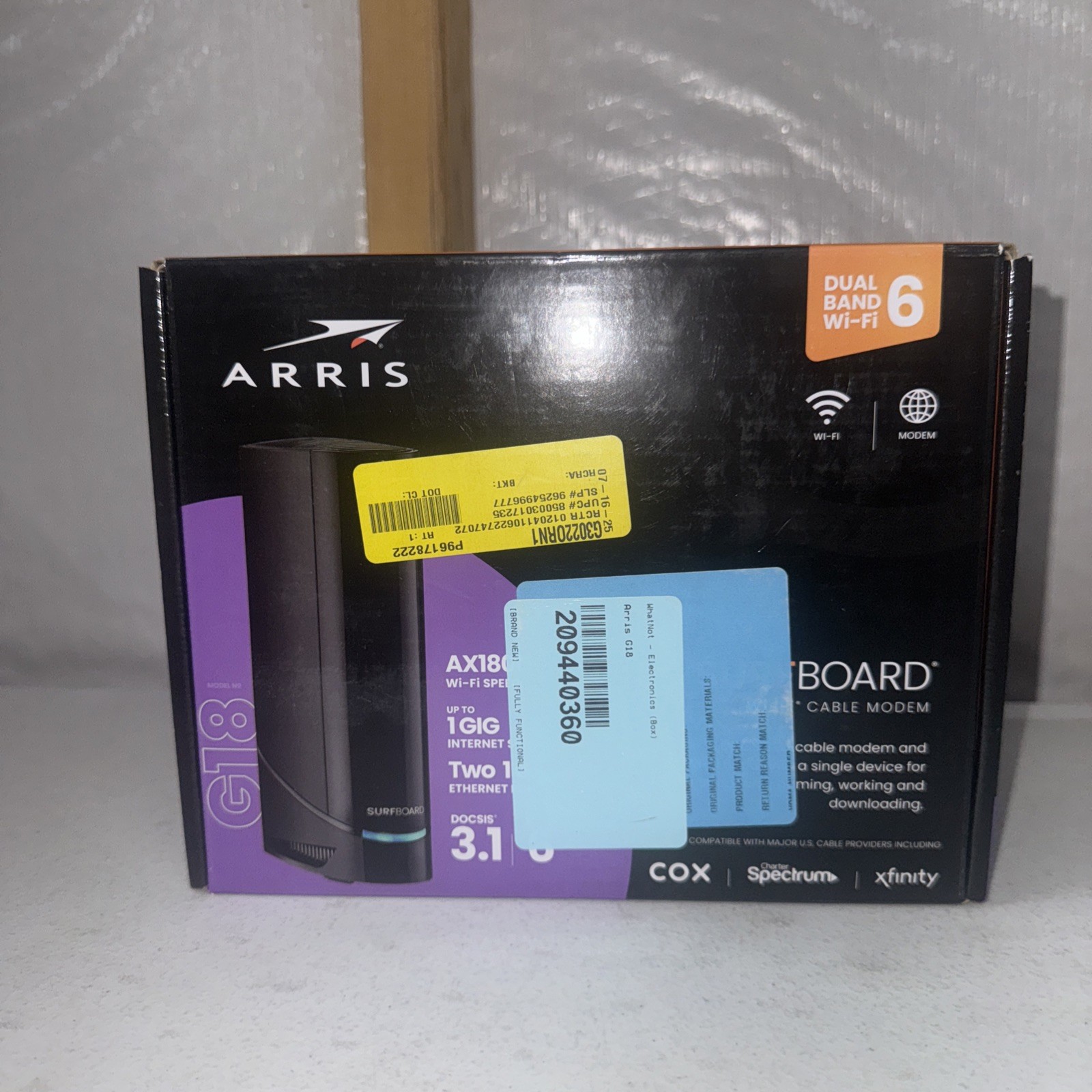 Arris G18 AX1800 WiFi 6 & DOCSIS 3.1 Cable Modem
