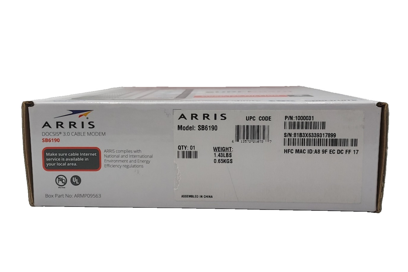 Arris Surfboard 3.0 Cable Modem SB6190 32 x 8 White Modem New Open Box