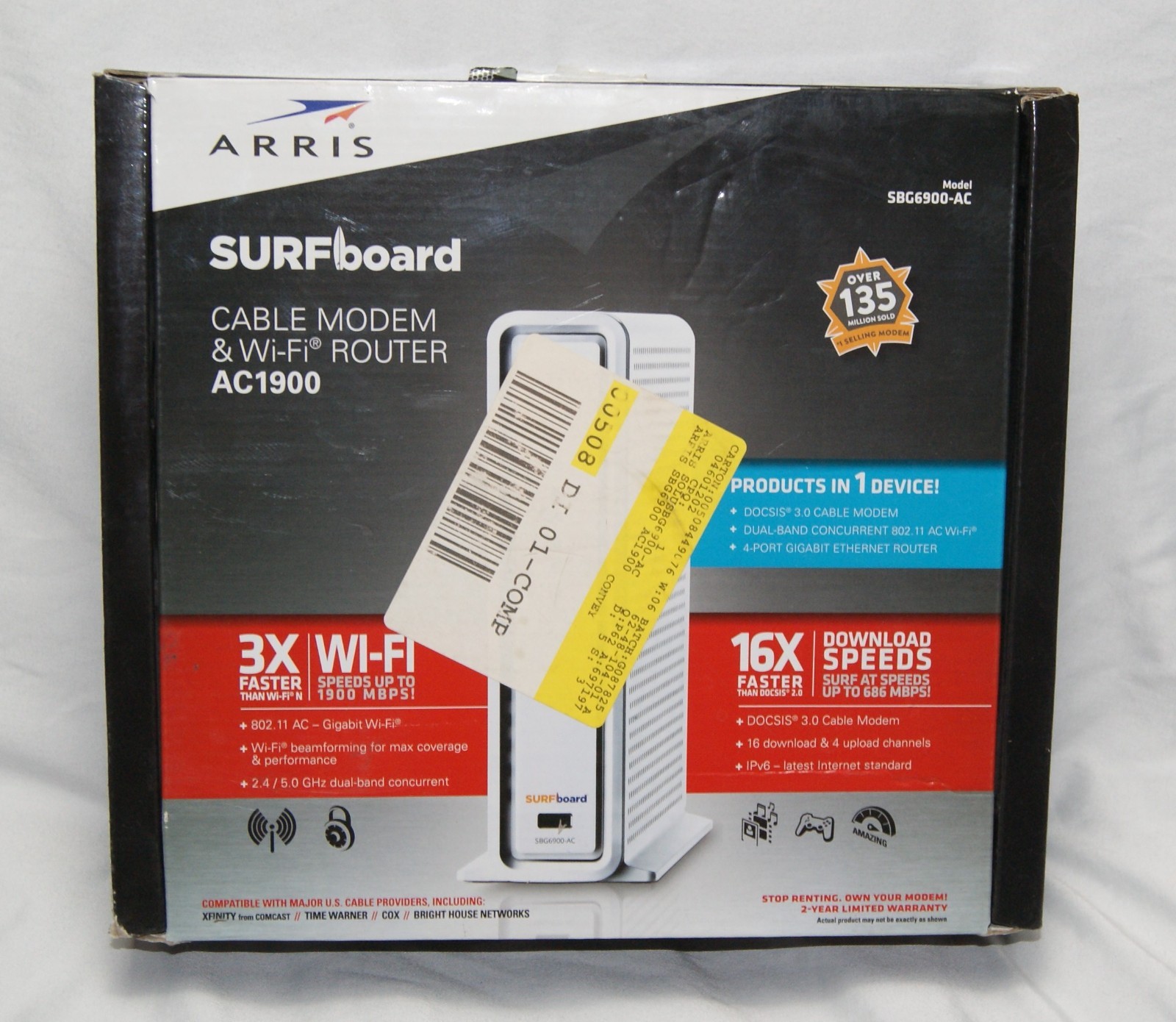 ARRIS SURFboard SBG6900AC Docsis 3.0 16×4 Cable Modem/ Wi-Fi AC1900 Router