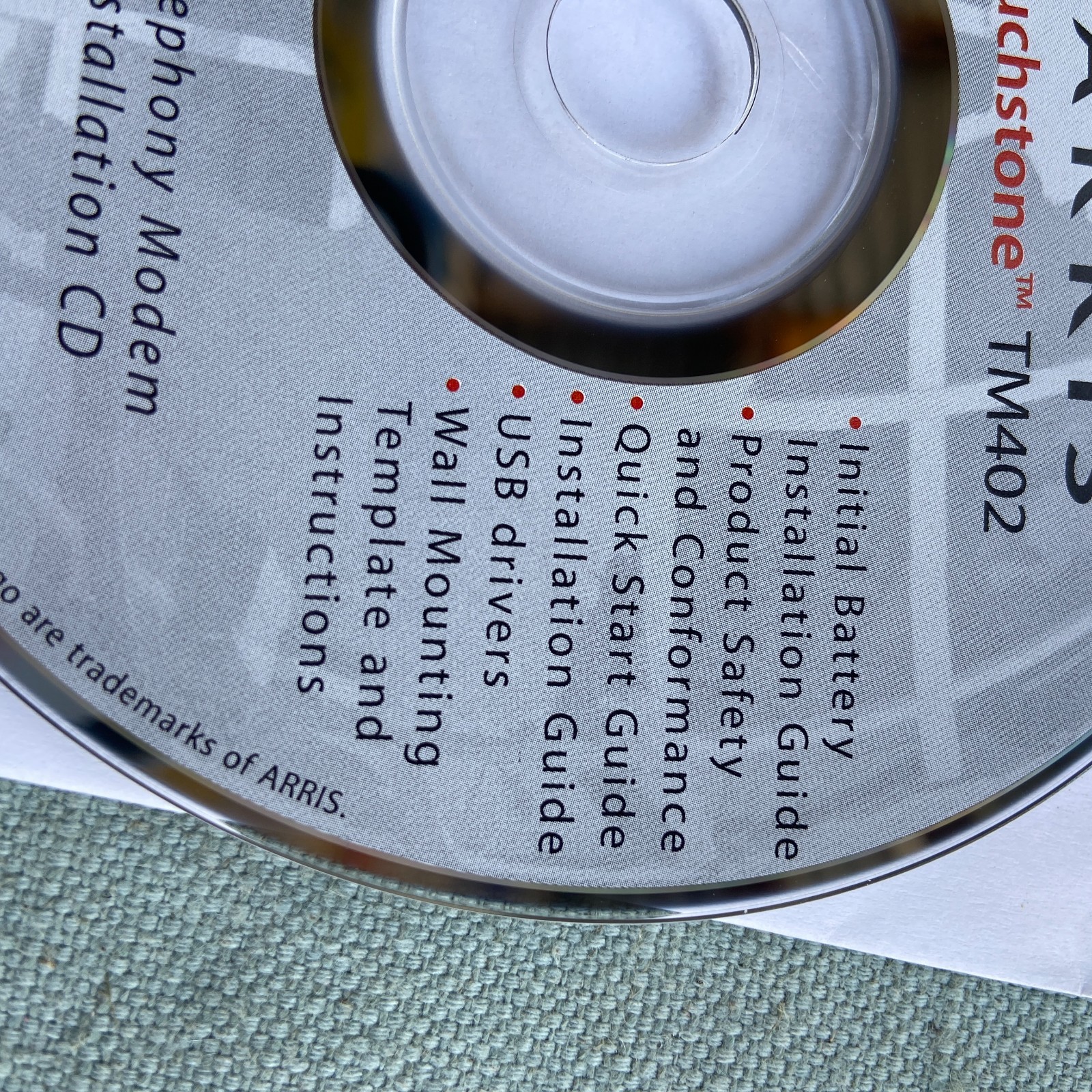 Arris Touchstone TM402 Version 3.0 Modem USB Drivers 2004 Install CD Vintage