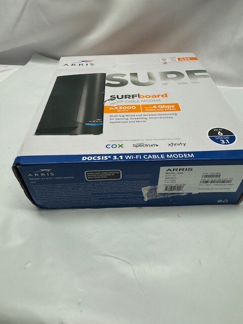 Arris SURFboard G34 WiFi-6 Cable Modem Dual-Band AX3000 *New-Box Damage