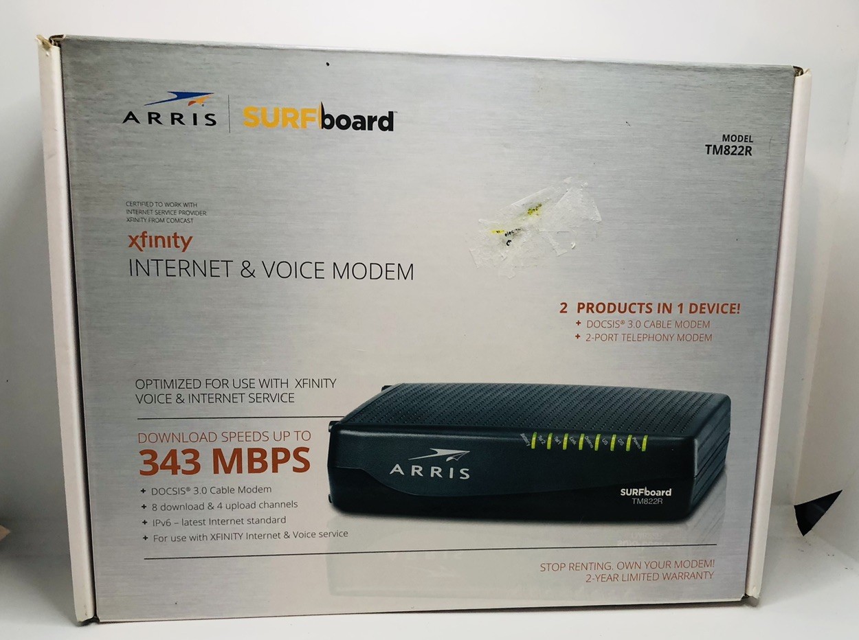 ARRIS Surfboard DOCSIS 3.0 Internet & Voice Modem Certified for XFINITY TM822R