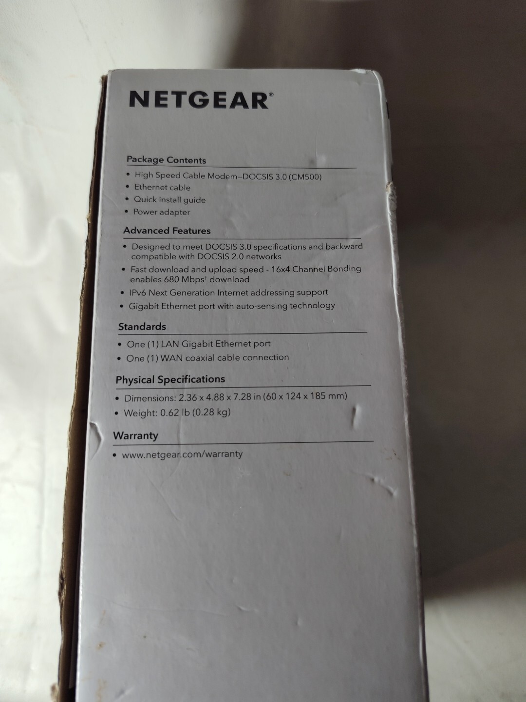 Netgear Model CM500 High Speed Cable Modem Speed Up to 680 Mbps