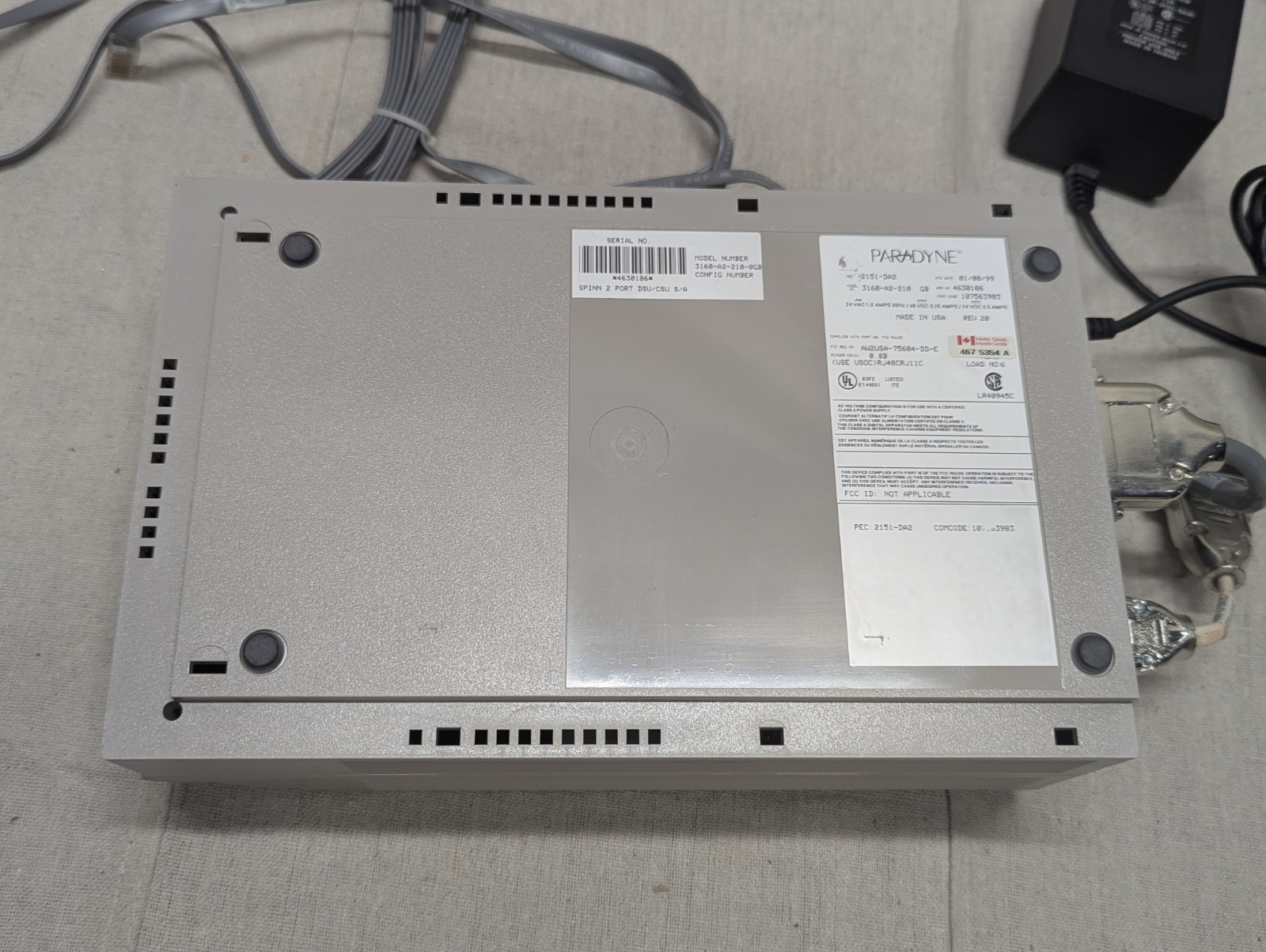 Paradyne Acculink 3160-A2-210 2-Port DSU/CSU Modem With Cords