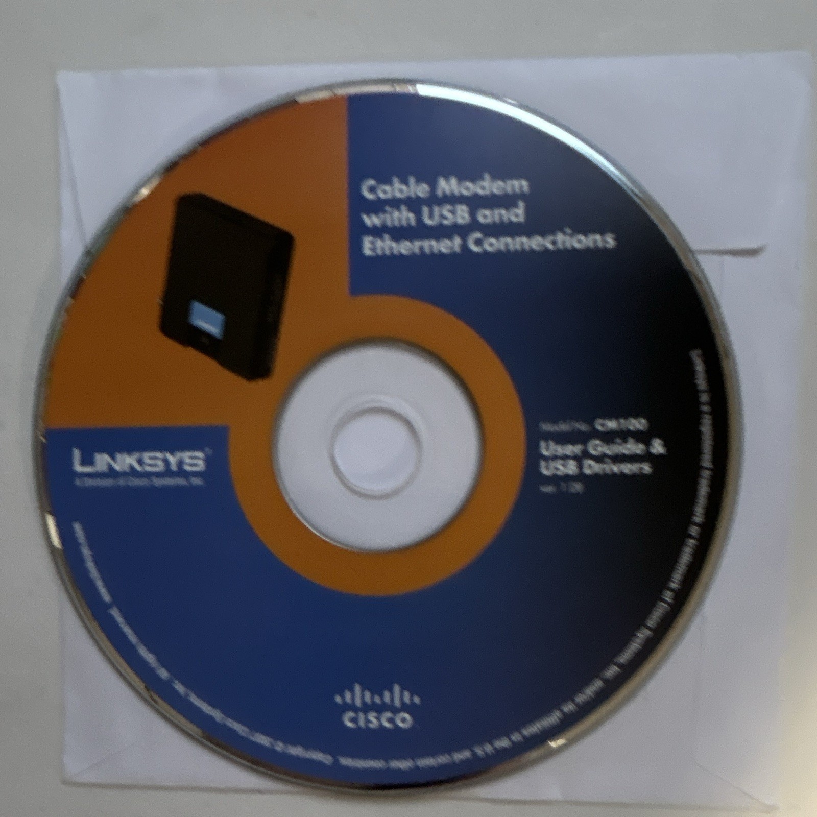 Linksys CM100 Cable Modem DOCSIS 2.0 100 Mbps USB Ethernet w/ CD