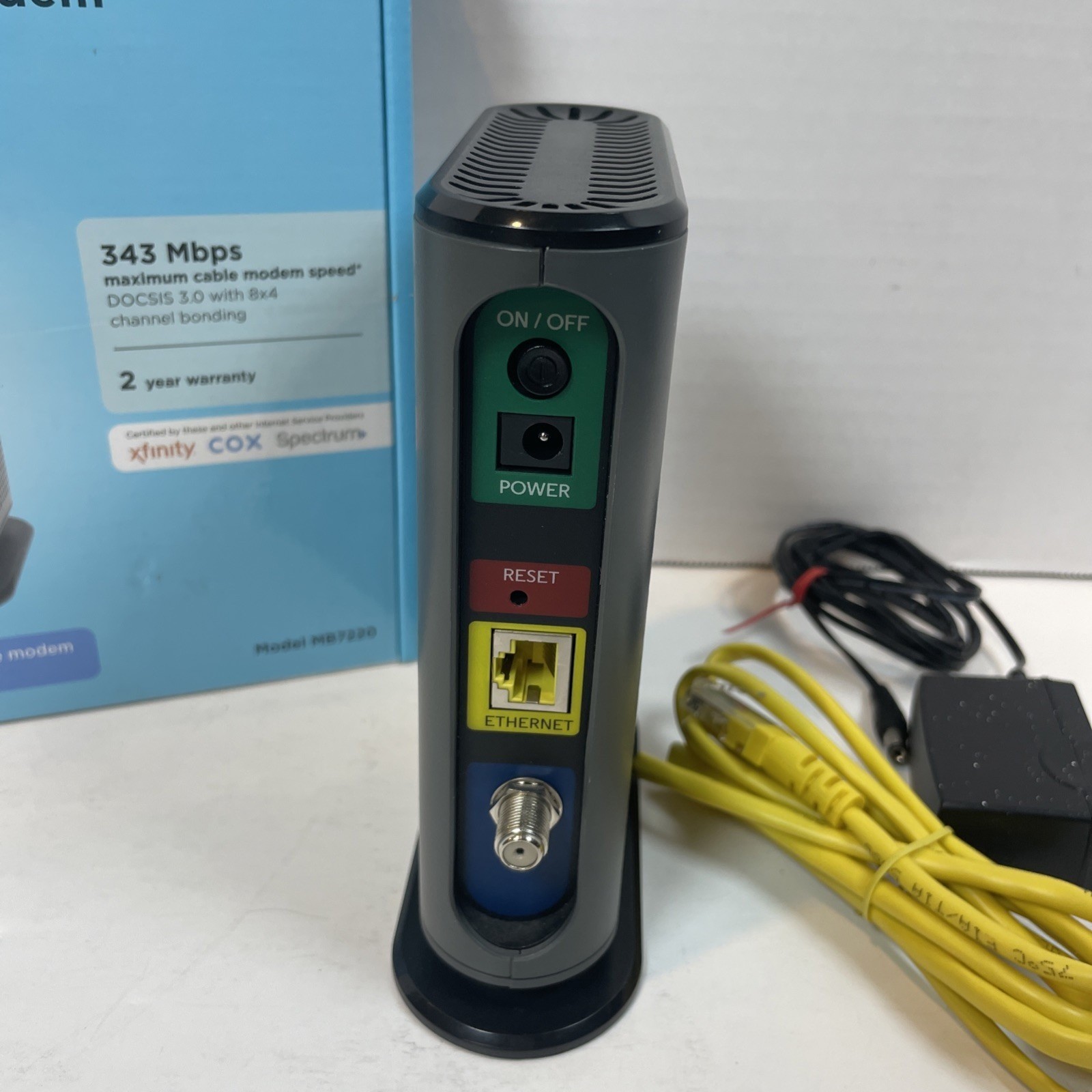 Motorola Cable Modem Black MB7220 DOCSIS 3.0 8×4 343 Mbps High Speed