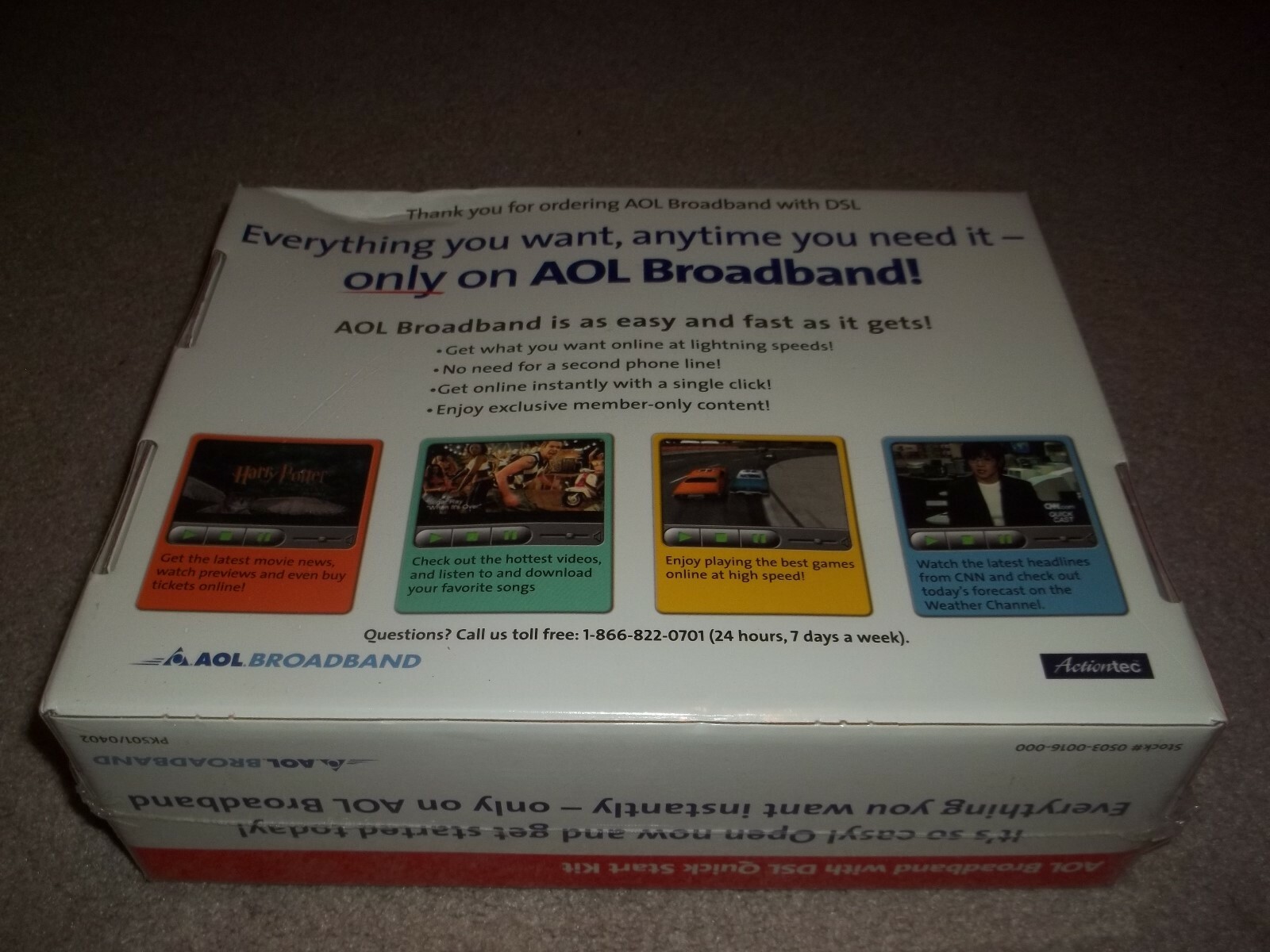 New Sealed Vintage Rare AOL Broadband w/ DSL Quick Kit Modem 2002 Action-Tec NIB