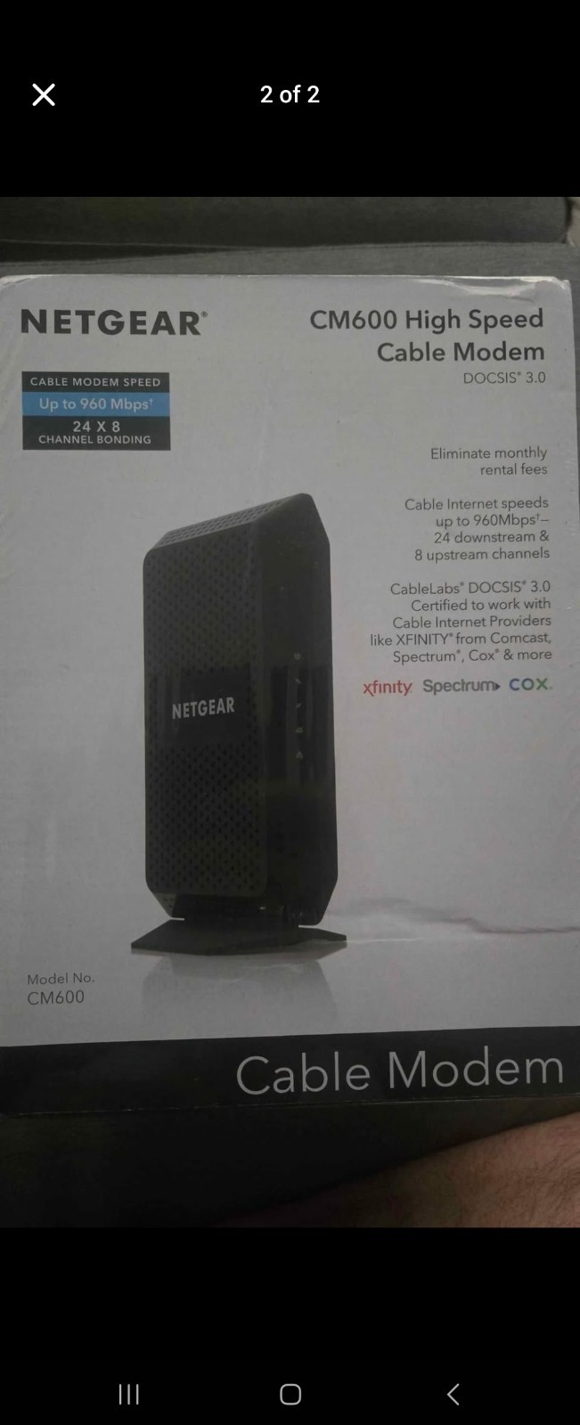 NETGEAR CM600-1AZNAS 960Mbps DOCSIS 3.0 Cable Modem