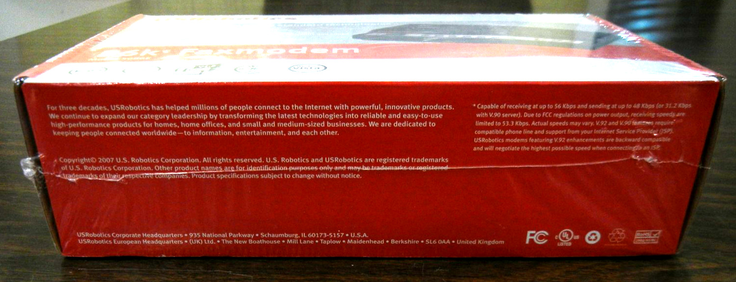 NEW – USRobotics 56K Faxmodem 5686E V.92 Dial-Up Modem NIB/NOS