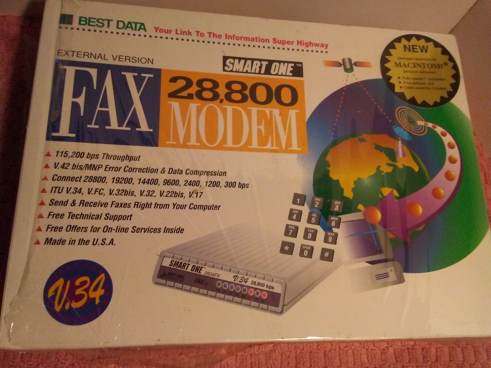 BEST DATA Products Inc. Smart One 2834FX Modem V.34 28,800 bps with Mac Software