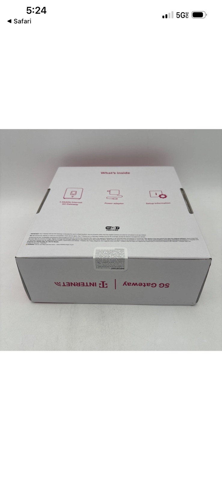 T-Mobile Gateway 5G – G5AR-1 Kit – White – -NEW In Box Free Ship with mesh ext