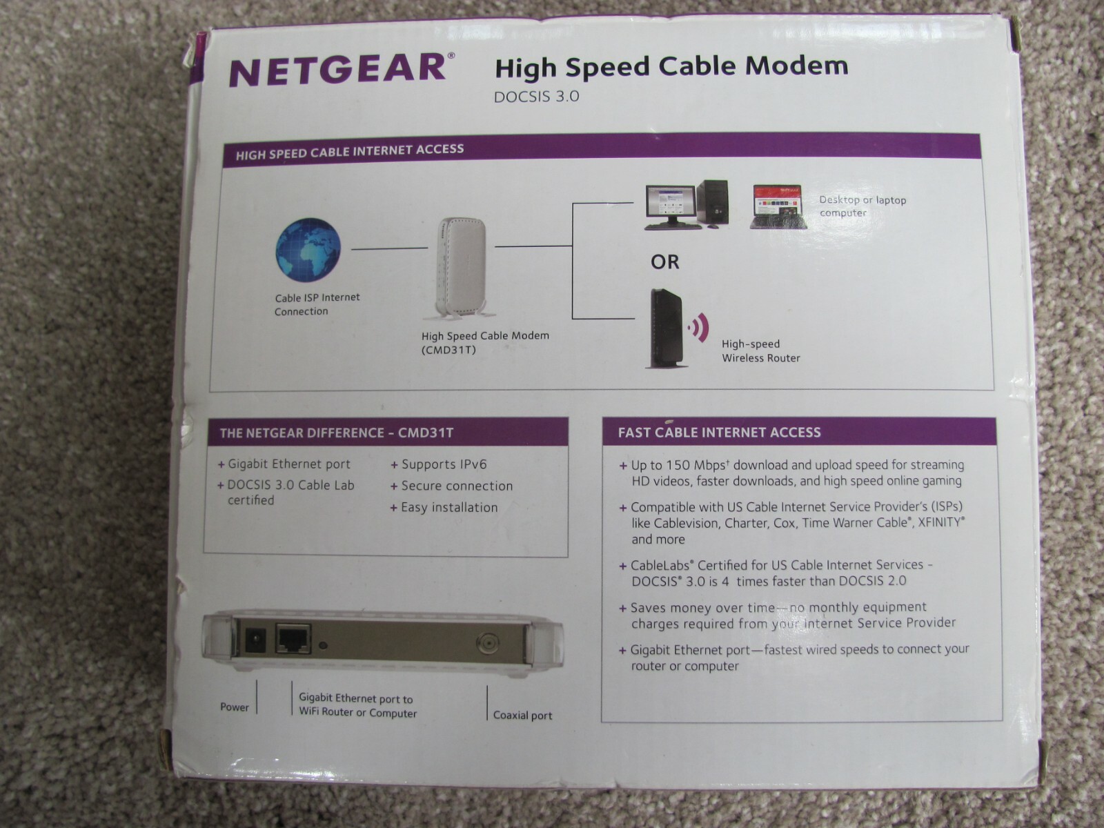 Netgear CMD31T-100NAS DOCSIS 3.0 High Speed Cable Modem