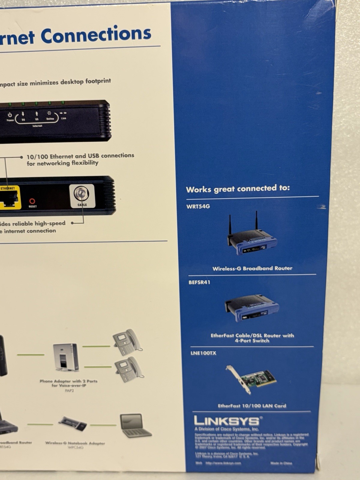 Cisco-Linksys Cable Modem with USB And Ethernet Connections Model #CM100