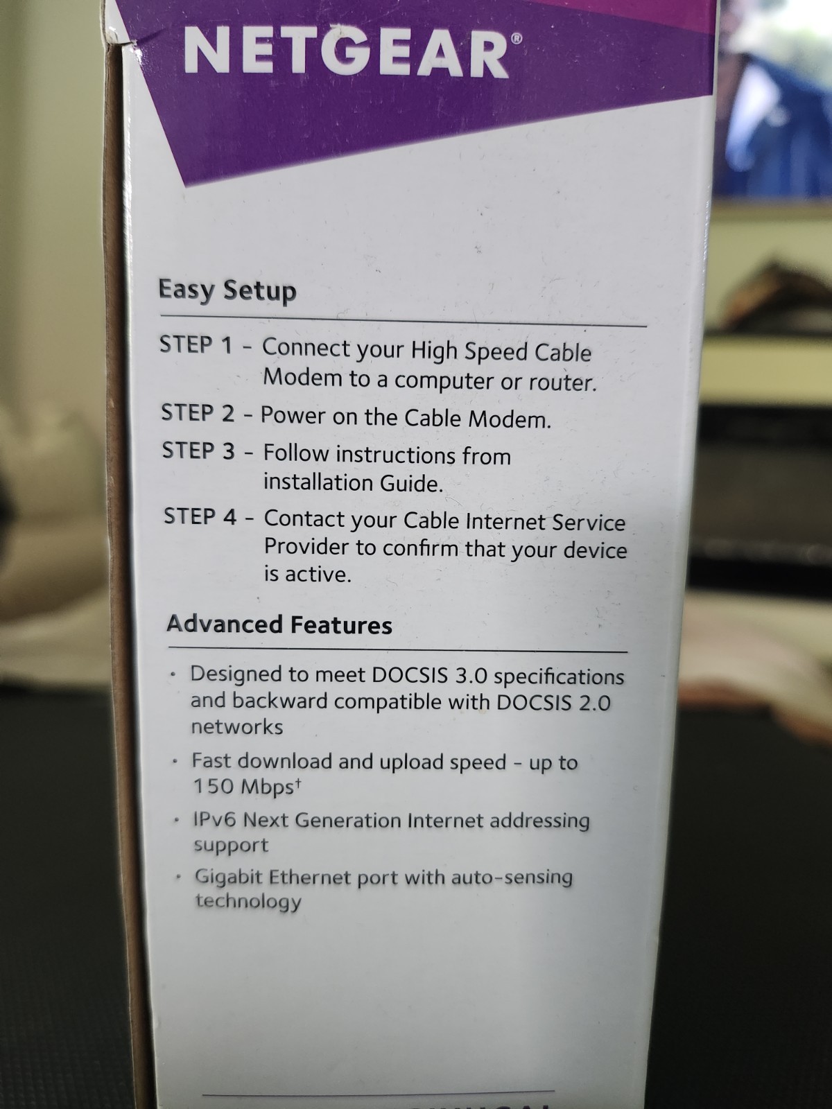 Netgear CMD31T High Speed Cable Modem DOCSIS 3.0 NEW IN OPEN BOX