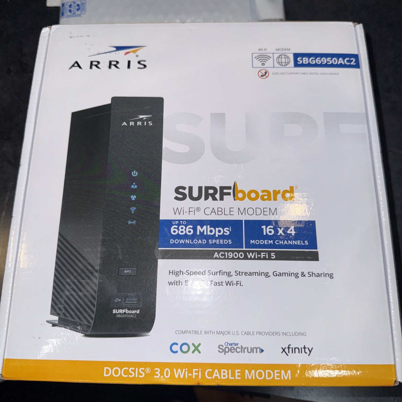 ARRIS SURFboard SBG6950AC2 AC1900 DOCSIS 3.0 Modem Router – Black