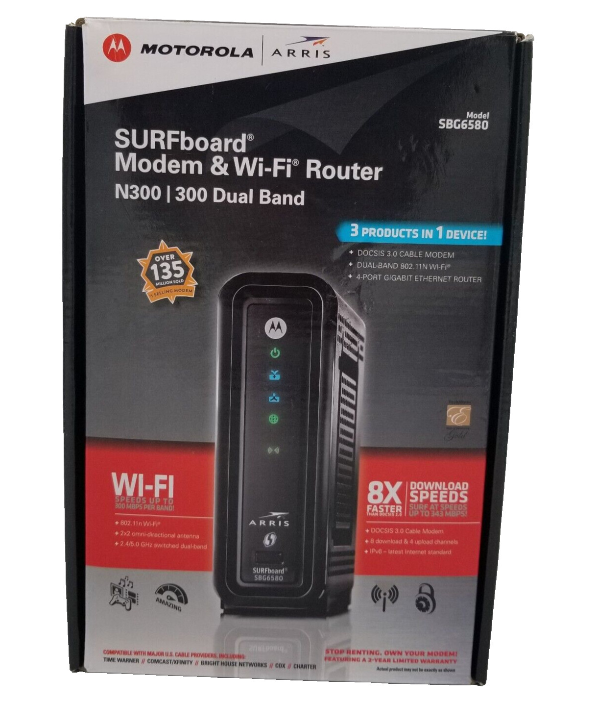 Motorola Arris SURFboard MODEM & WiFi Router SBG6580 N300 | 300 Dual Band