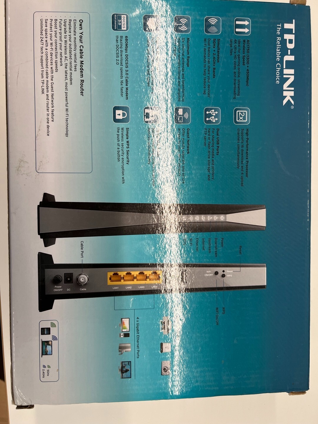 TP-Link DOCSIS 3.0 Cable Modem Black TC7610 TC-7610 Xfinity Cox