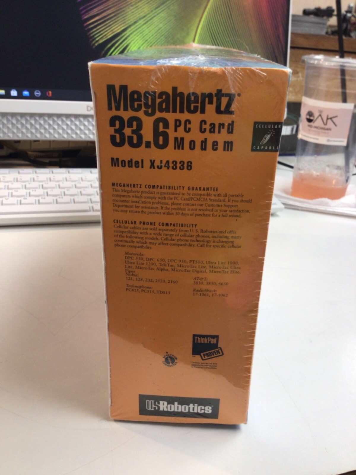 U.S. ROBOTICS 33.6 MEGAHERTZ PC CARD MODEM WITH JACK NEW IN BOX SEALED
